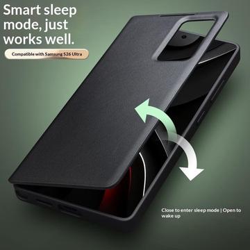 Samsung Galaxy S26 Ultra Qialino Smart View Flip Lædercover - Sort