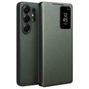 Samsung Galaxy S26 Ultra Qialino Smart View Flip Lædercover - Grøn