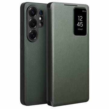Samsung Galaxy S26 Ultra Qialino Smart View Flip Lædercover - Grøn