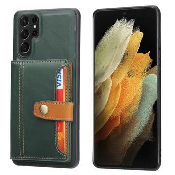 Samsung Galaxy S26 Ultra Retro Style Cover med Pung - Grøn
