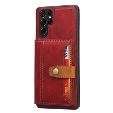 Samsung Galaxy S26 Ultra Retro Style Cover med Pung - Rød