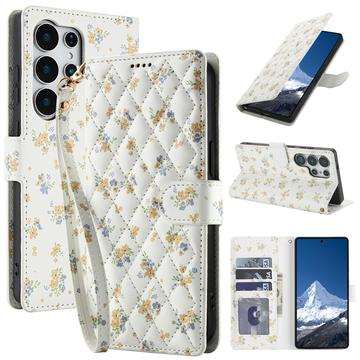 Samsung Galaxy S26 Ultra Rhombisk Blomsterpung - gule blomster