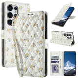 Samsung Galaxy S26 Ultra Rhombisk Blomsterpung - gule blomster