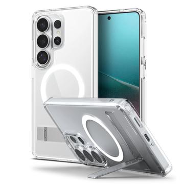 Samsung Galaxy S26 Ultra Spigen Ultra Hybrid S Mag MagSafe cover med støttefod - hvid / klar