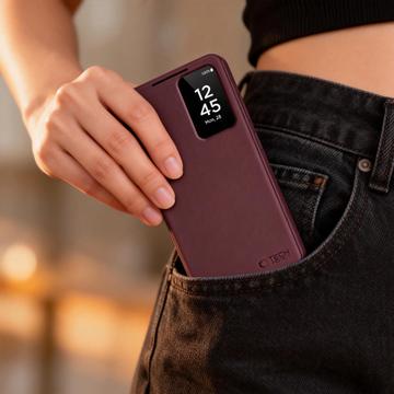Samsung Galaxy S26 Ultra Tech-Protect Smart Clear View Flip etui med kortplads - Morbær