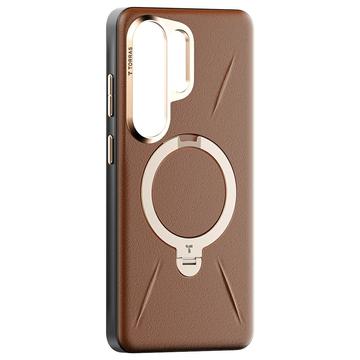 Samsung Galaxy S26 Ultra Torras Ostand Q3 VegSkin Magnetisk Cover - Brun
