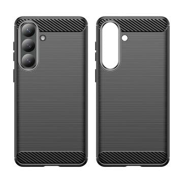 Samsung Galaxy S26+ Børstet TPU Cover - Karbonfiber - Sort