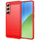 Samsung Galaxy S26+ Børstet TPU Cover - Karbonfiber - rød