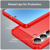 Samsung Galaxy S26+ Børstet TPU Cover - Karbonfiber - rød