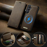 Samsung Galaxy S26+ Caseme C49 2-i-1 aftagelig pungetui - MagSafe-kompatibel, RFID - Kaffe