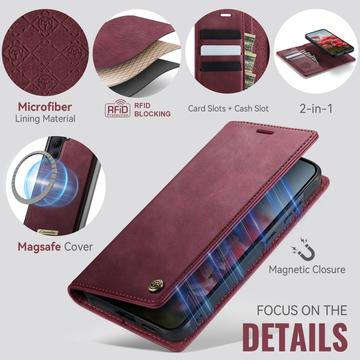 Samsung Galaxy S26+ Caseme C49 2-i-1 aftagelig pungetui - MagSafe-kompatibel, RFID - Rød