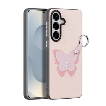 Samsung Galaxy S26+ Dux Ducis Luvy cover med fingerring/håndrem - lyserød / sommerfugl
