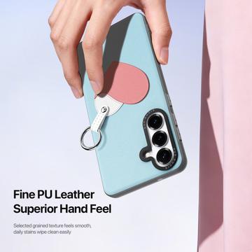 Samsung Galaxy S26+ Dux Ducis Luvy cover med fingerring/håndrem - himmelblå / hjerte