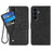 Samsung Galaxy S26+ Elegant retro-pungetui med roterende kortholder - sort