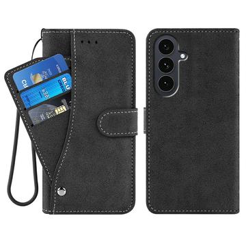 Samsung Galaxy S26+ Elegant retro-pungetui med roterende kortholder - sort