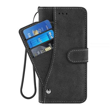 Samsung Galaxy S26+ Elegant retro-pungetui med roterende kortholder - sort