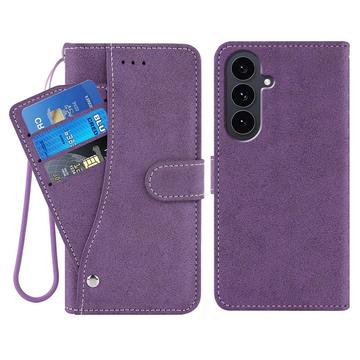 Samsung Galaxy S26+ Elegant retro-pungetui med roterende kortholder - Lilla