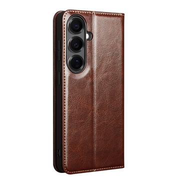 Samsung Galaxy S26+ Qialino Classic Læderpung - Mørkebrun