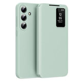 Samsung Galaxy S26+ Smart Clear View Flip etui med kortplads - Lysegrøn