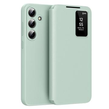 Samsung Galaxy S26+ Smart Clear View Flip etui med kortplads - Lysegrøn