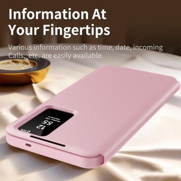 Samsung Galaxy S26+ Smart Clear View Flip etui med kortplads - Pink