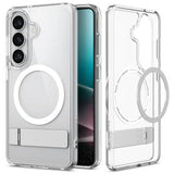 Samsung Galaxy S26+ Spigen Ultra Hybrid S Mag MagSafe cover med støttefod - hvid / klar