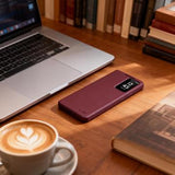 Samsung Galaxy S26+ Tech-Protect Smart Clear View Flip etui med kortplads - Morbær