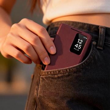 Samsung Galaxy S26+ Tech-Protect Smart Clear View Flip etui med kortplads - Morbær