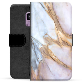 Samsung Galaxy S9 Premium Flip Cover med Pung - Elegant Marmor