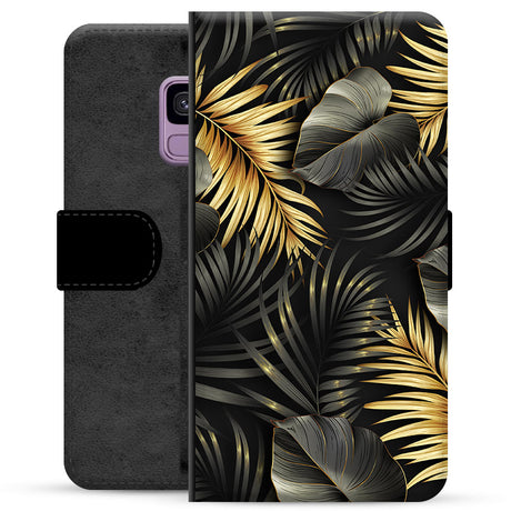 Samsung Galaxy S9 Premium Flip Cover med Pung - Gyldne Blade