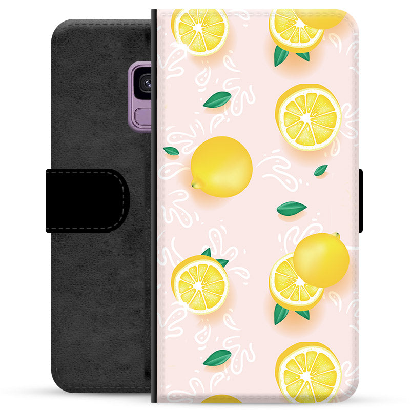 Samsung Galaxy S9 Premium Flip Cover med Pung - Citron Mønster