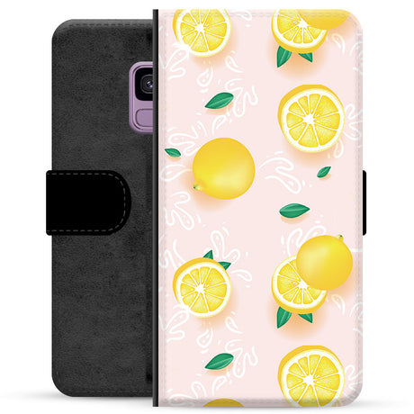Samsung Galaxy S9 Premium Flip Cover med Pung - Citron Mønster
