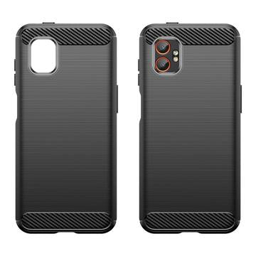 Samsung Galaxy XCover7 Pro Børstet TPU Cover - Karbonfiber - Sort