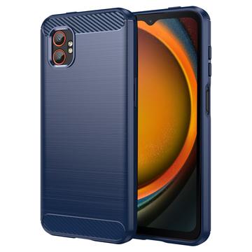 Samsung Galaxy XCover7 Pro Børstet TPU Cover - Karbonfiber - blå