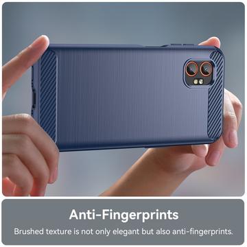 Samsung Galaxy XCover7 Pro Børstet TPU Cover - Karbonfiber - blå