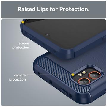 Samsung Galaxy XCover7 Pro Børstet TPU Cover - Karbonfiber - blå
