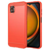 Samsung Galaxy XCover7 Pro Børstet TPU Cover - Karbonfiber - rød