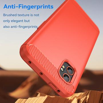 Samsung Galaxy XCover7 Pro Børstet TPU Cover - Karbonfiber - rød
