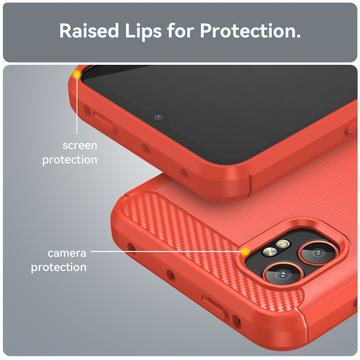 Samsung Galaxy XCover7 Pro Børstet TPU Cover - Karbonfiber - rød