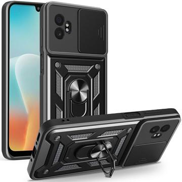 Samsung Galaxy XCover7 Pro Roterende Ring Hybrid Cover med Kameraskjold - Sort