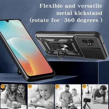 Samsung Galaxy XCover7 Pro Roterende Ring Hybrid Cover med Kameraskjold - Sort