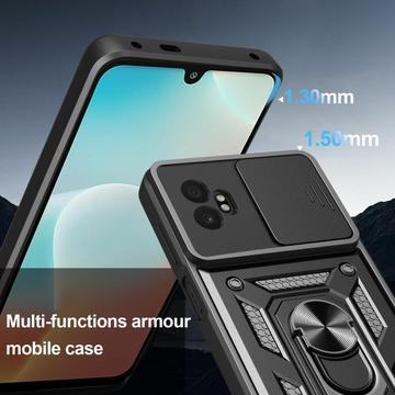 Samsung Galaxy XCover7 Pro Roterende Ring Hybrid Cover med Kameraskjold - Sort
