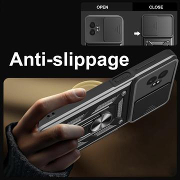 Samsung Galaxy XCover7 Pro Roterende Ring Hybrid Cover med Kameraskjold - Sort