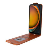Samsung Galaxy XCover7 Pro lodret flip-etui med stativ - Brun