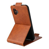 Samsung Galaxy XCover7 Pro lodret flip-etui med stativ - Brun