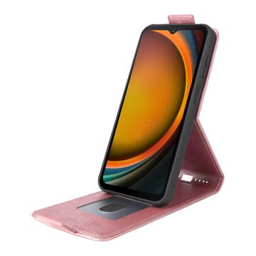 Samsung Galaxy XCover7 Pro lodret flip-etui med stativ - Rødguld