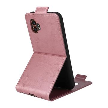 Samsung Galaxy XCover7 Pro lodret flip-etui med stativ - Rødguld
