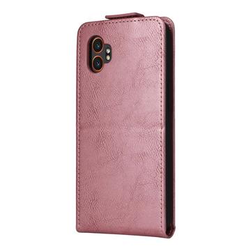 Samsung Galaxy XCover7 Pro lodret flip-etui med stativ - Rødguld