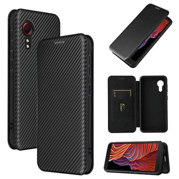 Samsung Galaxy Xcover 5 Flip Cover - Karbonfiber - Sort