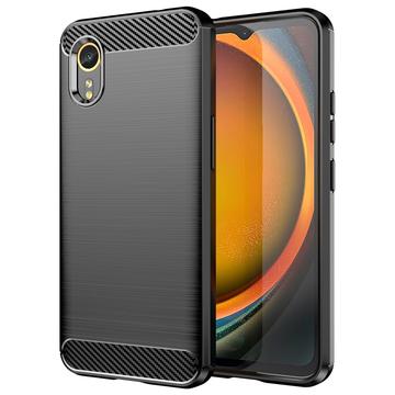 Samsung Galaxy Xcover7 Børstet TPU Cover - Karbonfiber - Sort